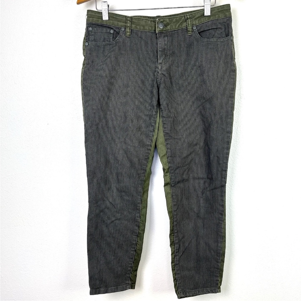 Prana Women's Long Cropped Pants Two Tone Striped Front Solid Back Size 10